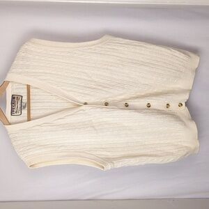 IVY CREW Men's White Cable Knit Button Front Sweater Vest